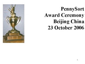 Penny Sort Award Ceremony Beijing China 23 October