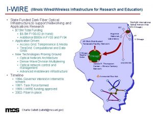 IWIRE Illinois WiredWireless Infrastructure for Research and Education