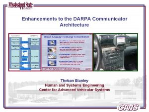 Enhancements to the DARPA Communicator Architecture Theban Stanley