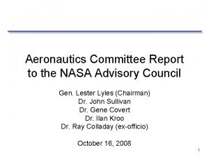 Aeronautics Committee Report to the NASA Advisory Council