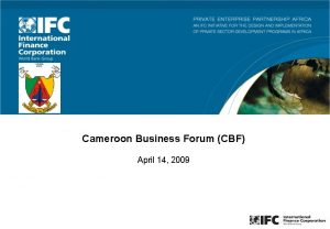 Cameroon Business Forum CBF April 14 2009 PRESENTATION