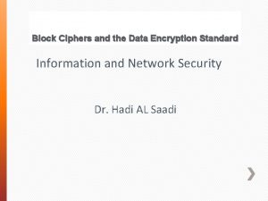 Block Ciphers and the Data Encryption Standard Information
