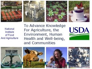 National Institute of Food And Agriculture To Advance