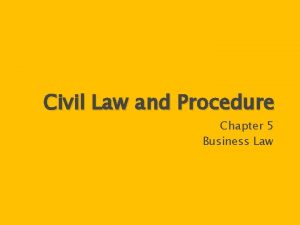Civil Law and Procedure Chapter 5 Business Law