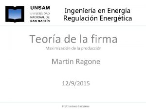 Ingeniera en Energa Regulacin Energtica Teora de la