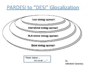 PARDESI to DESI Glocalization Think Global Act Local
