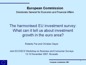 European Commission Directorate General for Economic and Financial