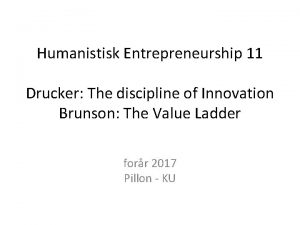 Humanistisk Entrepreneurship 11 Drucker The discipline of Innovation