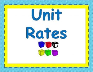 Unit Rates Warm Up Complete the Frayer Model