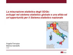 La misurazione statistica degli SDGs sviluppi nel sistema