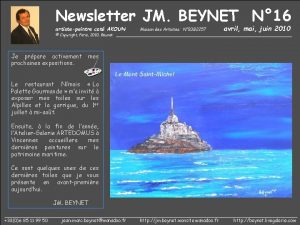 Newsletter JM BEYNET N 16 artistepeintre cot AKOUN