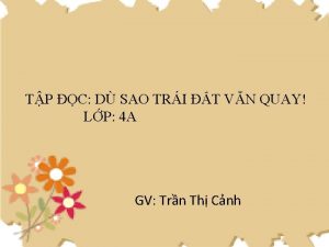 TP C D SAO TRI T VN QUAY