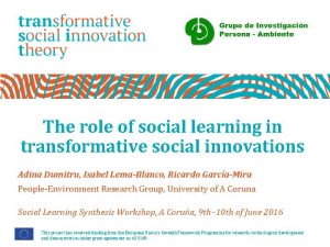 The role of social learning in transformative social