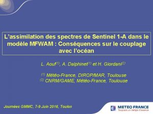 Lassimilation des spectres de Sentinel 1 A dans