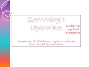 Metodologie Operative Competenze di cittadinanza regole e condizioni