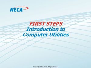 FIRST STEPS Introduction to Computer Utilities Copyright NECA