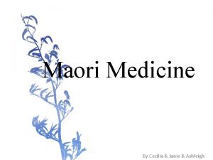 Maori Medicine By Cecilia Janie Ashleigh Introduction o