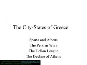 The CityStates of Greece Sparta and Athens The