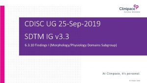 CDISC UG 25 Sep2019 SDTM IG v 3