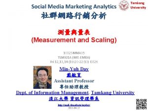 Social Media Marketing Analytics Tamkang University Measurement and