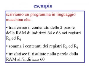 esempio scriviamo un programma in linguaggio macchina che