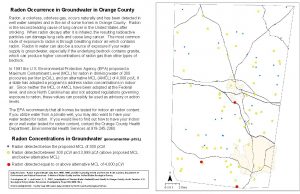 Radon Occurrence in Groundwater in Orange County Radon