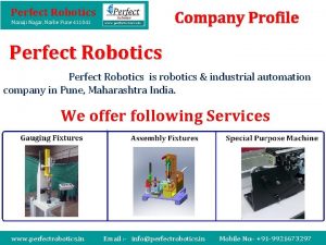 Perfect Robotics Company Profile Manaji Nagar Narhe Pune