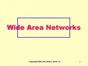Wide Area Networks Copyright 2005 John Wiley Sons