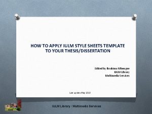 HOW TO APPLY IULM STYLE SHEETS TEMPLATE TO