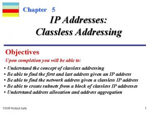 Chapter 5 IP Addresses Classless Addressing Objectives Upon