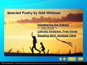 Selected Poetry by Walt Whitman Introducing the Poems