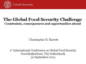 The Global Food Security Challenge Constraints consequences and