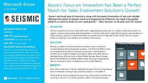 Microsoft Azure CASE STUDY Azures Focus on Innovation