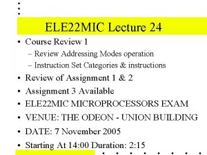 ELE 22 MIC Lecture 24 Course Review 1