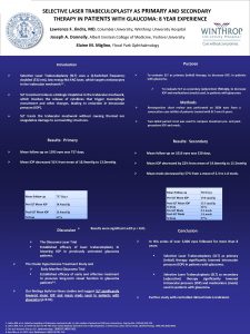 SELECTIVE LASER TRABECULOPLASTY AS PRIMARY AND SECONDARY THERAPY