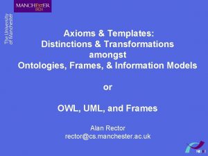 Axioms Templates Distinctions Transformations amongst Ontologies Frames Information