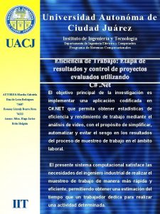 Universidad Autonma de Ciudad Jurez UACJ Instituto de