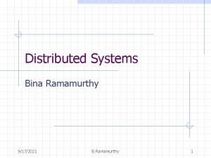 Distributed Systems Bina Ramamurthy 9172021 B Ramamurthy 1
