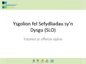 Ysgolion fel Sefydliadau syn Dysgu SLO Ystyried yr