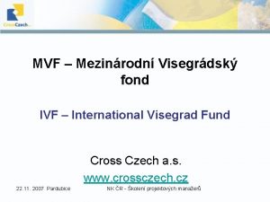 MVF Mezinrodn Visegrdsk fond IVF International Visegrad Fund