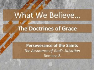 What We Believe The Doctrines of Grace Perseverance
