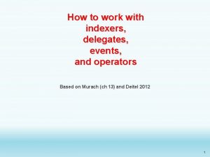 How to work with indexers delegates events and