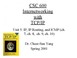 CSC 600 Internetworking with TCPIP Unit 5 IP