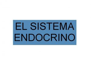 EL SISTEMA ENDOCRINO INTRODUCCIN El Sistema Endocrino constituido
