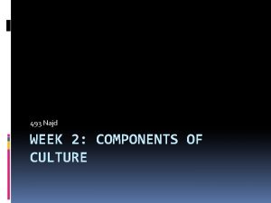 493 Najd WEEK 2 COMPONENTS OF CULTURE Does