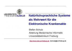 Natrlichsprachliche Systeme als Mehrwert fr die Elektronische Krankenakte