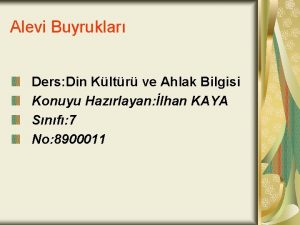 Alevi Buyruklar Ders Din Kltr ve Ahlak Bilgisi