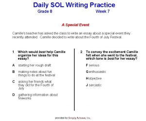 Daily SOL Writing Practice Grade 8 Week 7