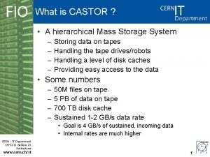 What is CASTOR A hierarchical Mass Storage System