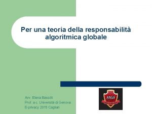 Per una teoria della responsabilit algoritmica globale Avv